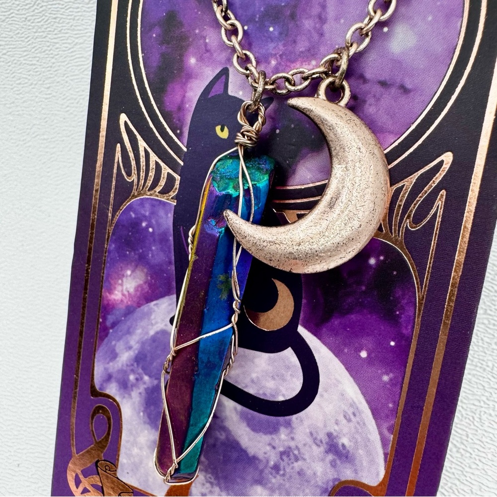 🟢 5/$20 HOT TOPIC Set of 2 Necklace Choker w Dragon Pendants Crystal Magic Goth